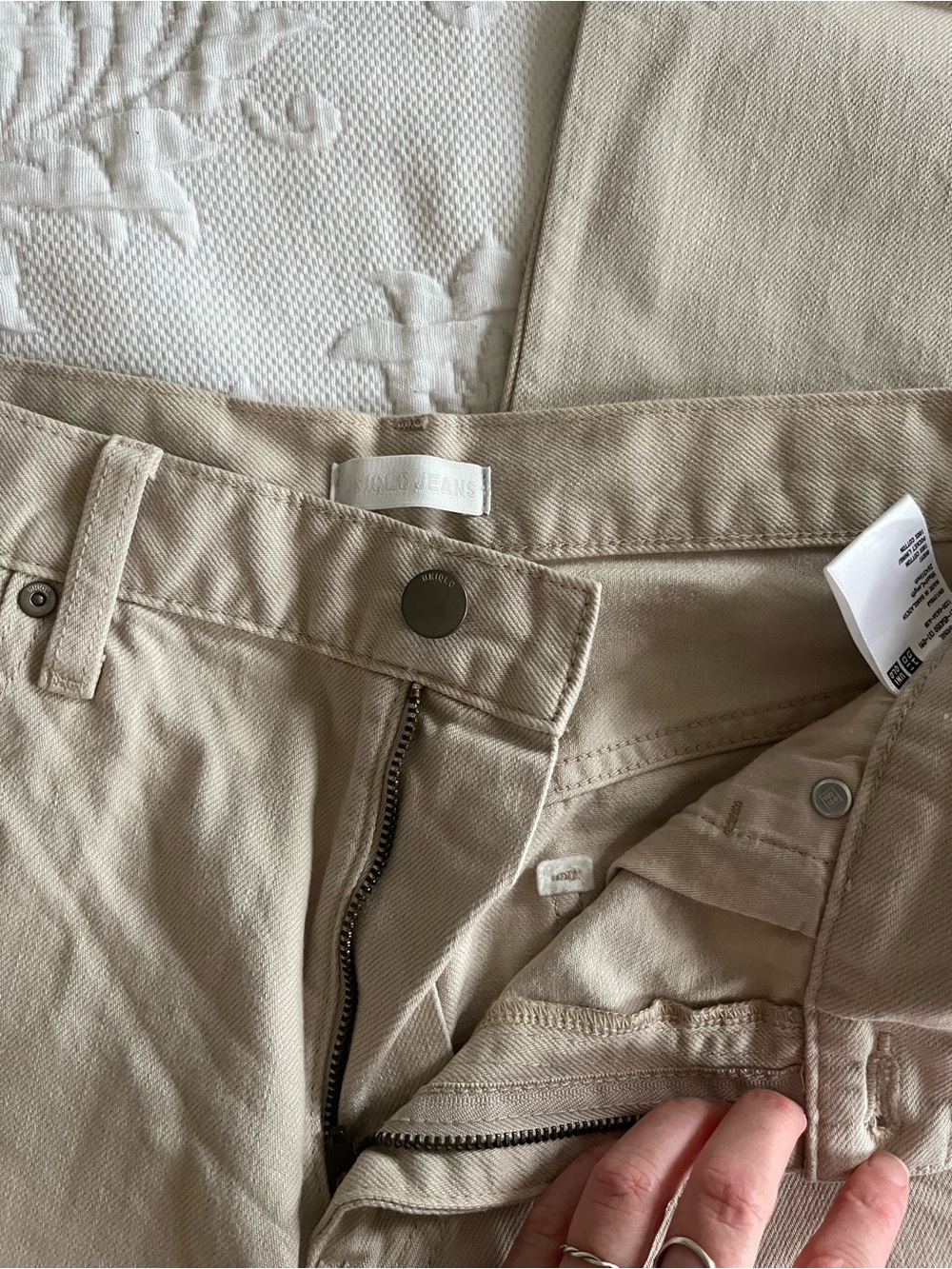 Neutral Beige Jeans - Wide Leg Straight